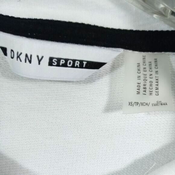 DKNY Womens Cotton Logo Graphic White Long Sleeve Hoodie -C - Picture 5 of 6